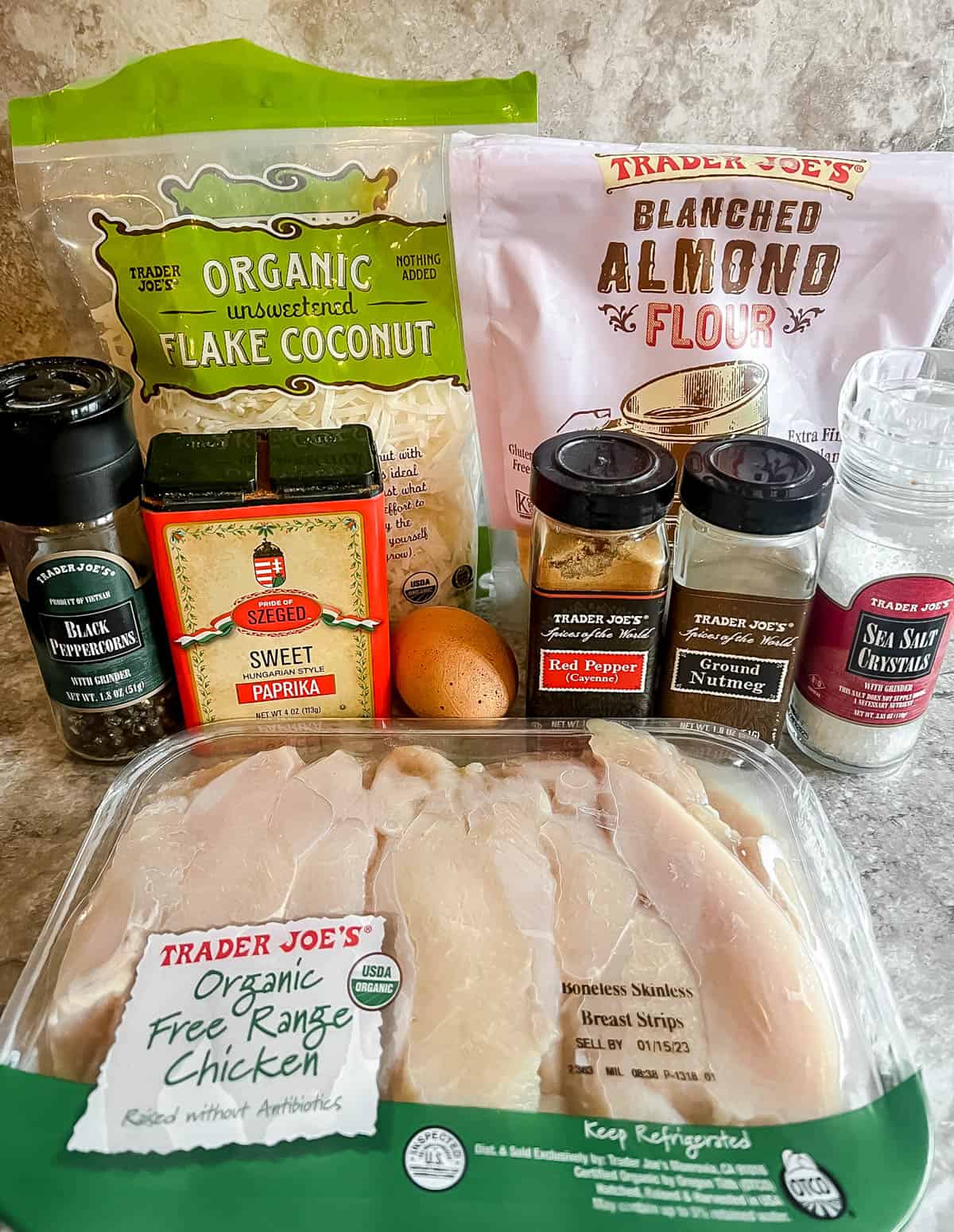 Ingredients needed to make baked paleo chicken tenders.