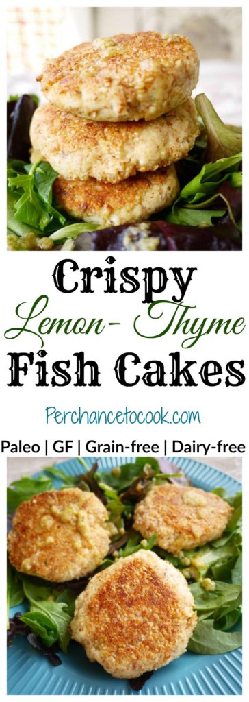 Paleo Crispy Lemon-Thyme Fish Cakes (GF)- a restaurant-quality way to eat healthy fish. | Perchance to Cook, www.perchancetocook.com