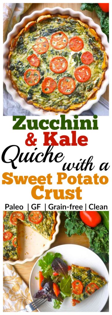 Zucchini and Kale Quiche with a Sweet Potato Crust (Paleo, GF) | Perchance to Cook, www.perchancetocook.com