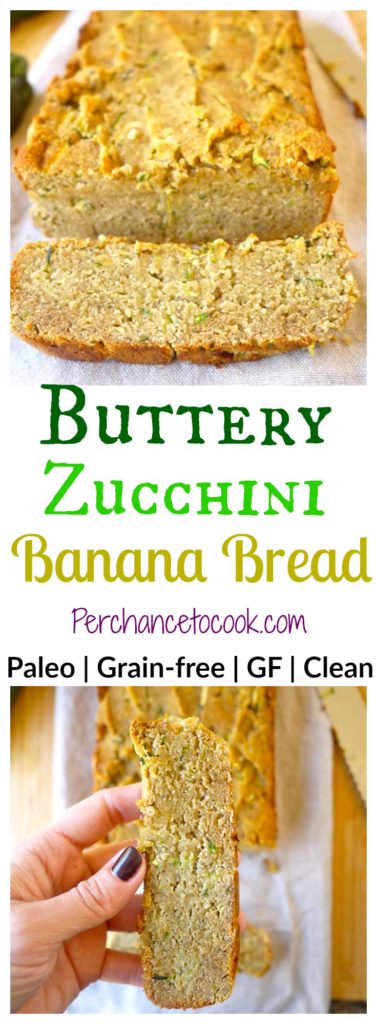 Buttery Zucchini Banana Bread (without butter!) (paleo, GF) | Perchance to Cook, www.perchancetocook.com