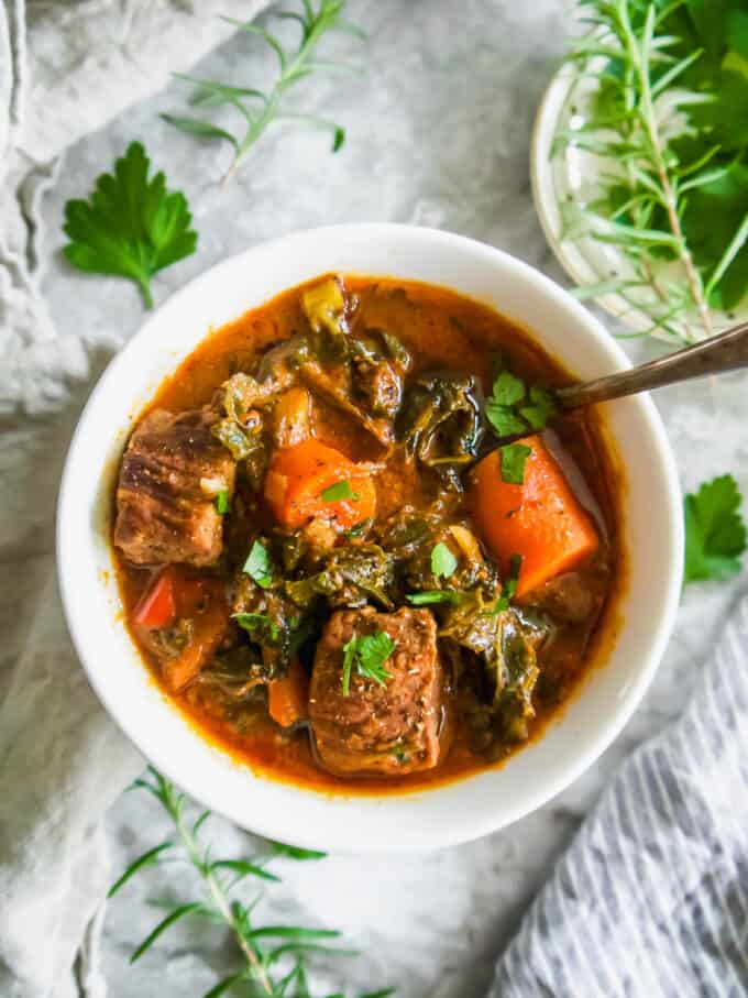 Creamy Beef, Kale and Tomato Stew (Paleo, Gluten-Free) | Perchance to Cook, www.perchancetocook.com