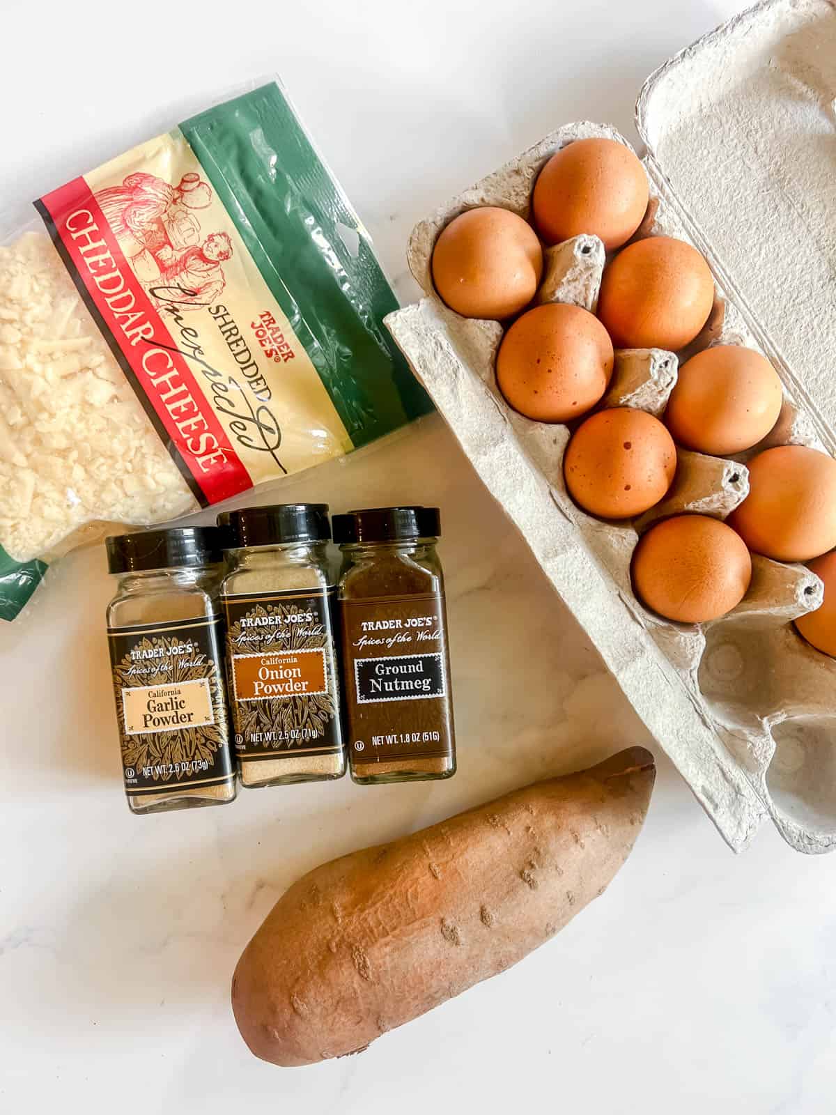 Ingredients needed to make these Sweet Potato Egg Cups with Bacon.