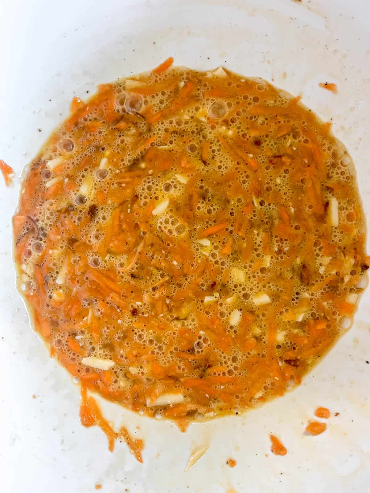 The sweet potato and cheese added to the egg mixture.