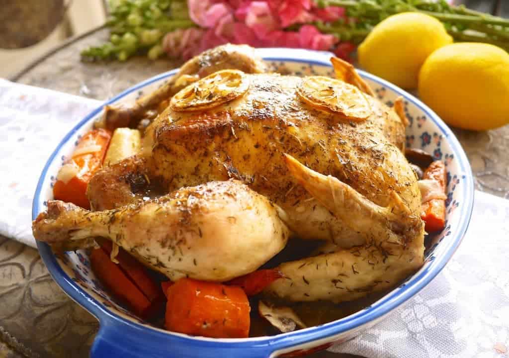 Thyme Infused Roasted Chicken +Root Veggies (Paleo, GF) | Perchance to Cook, www.perchancetocook.com
