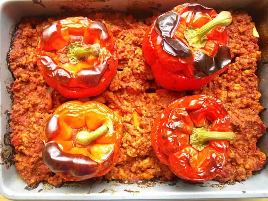 Clean Ground Turkey Roasted Stuffed Peppers-2