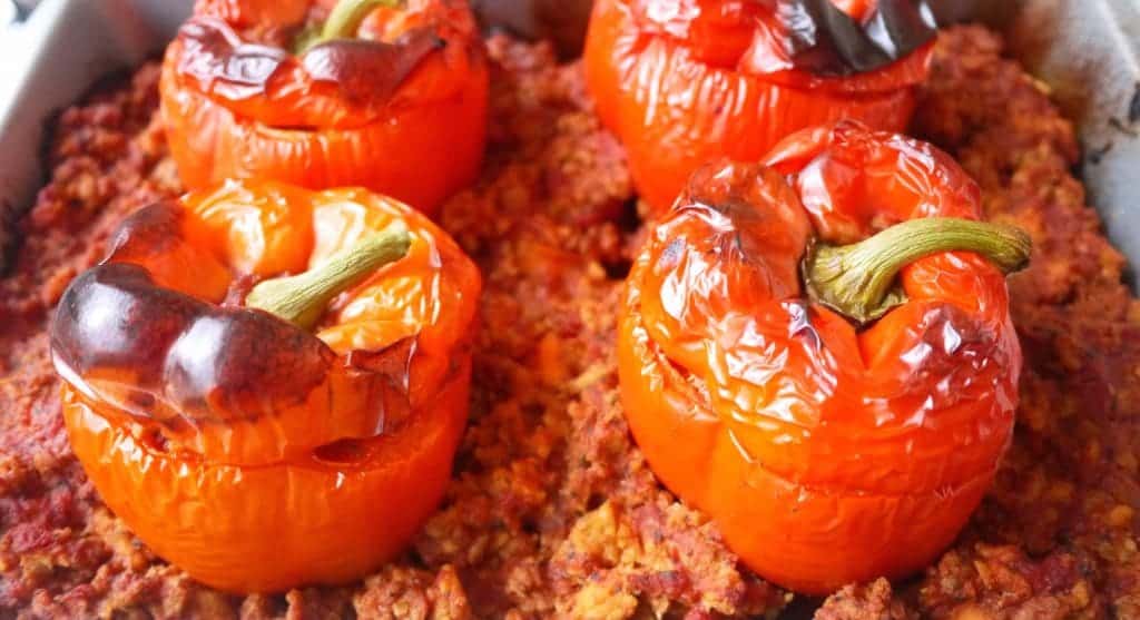Clean Ground Turkey Roasted Stuffed Peppers-3