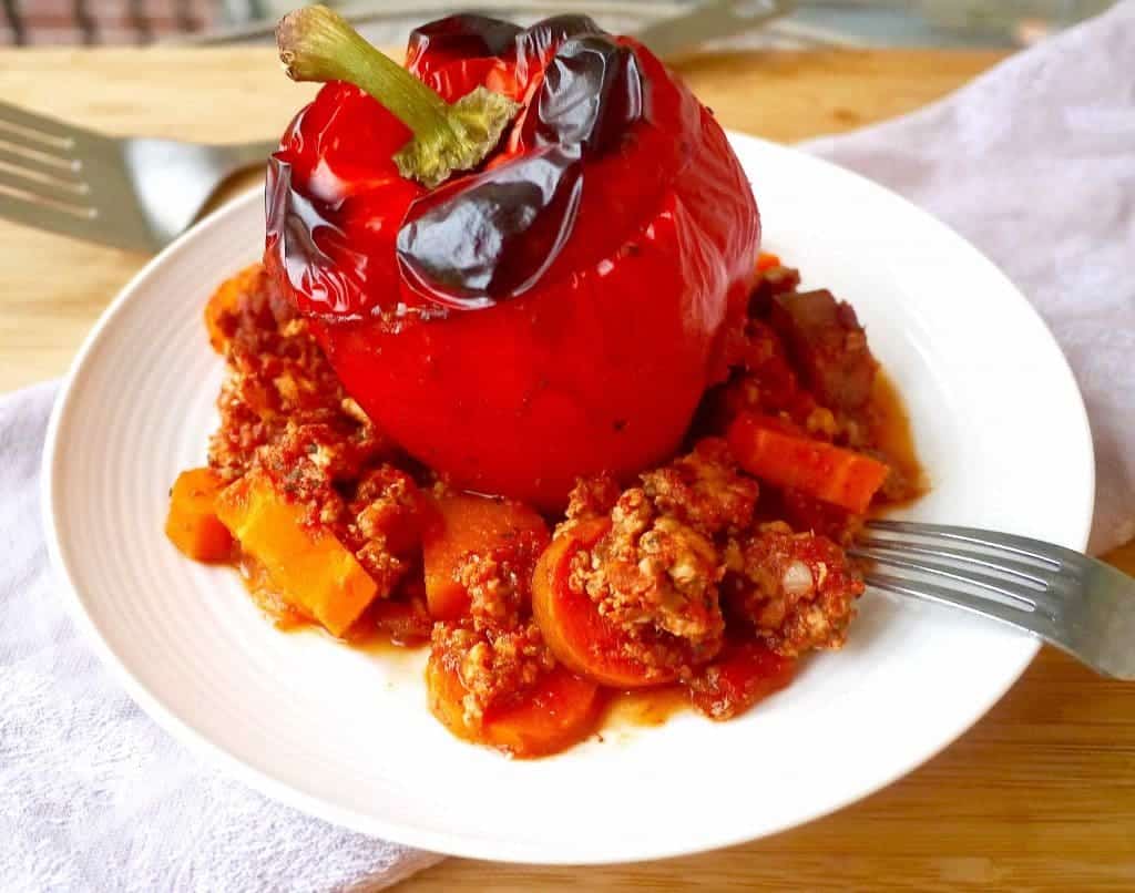 Clean Ground Turkey Roasted Stuffed Peppers-5