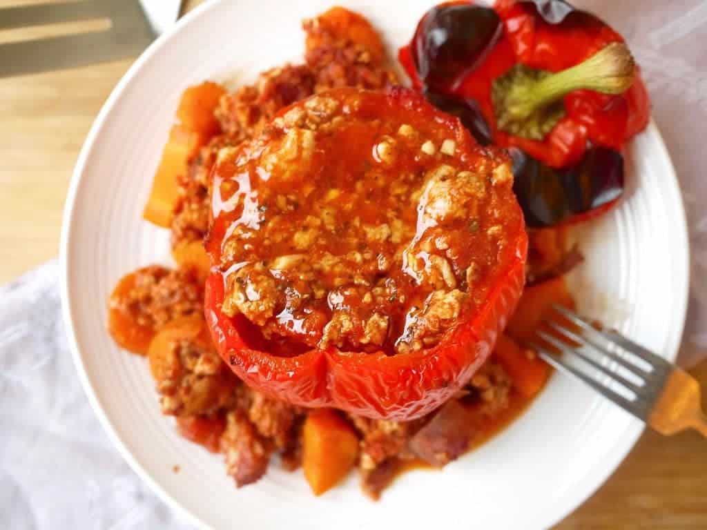 Clean Ground Turkey Roasted Stuffed Peppers-6