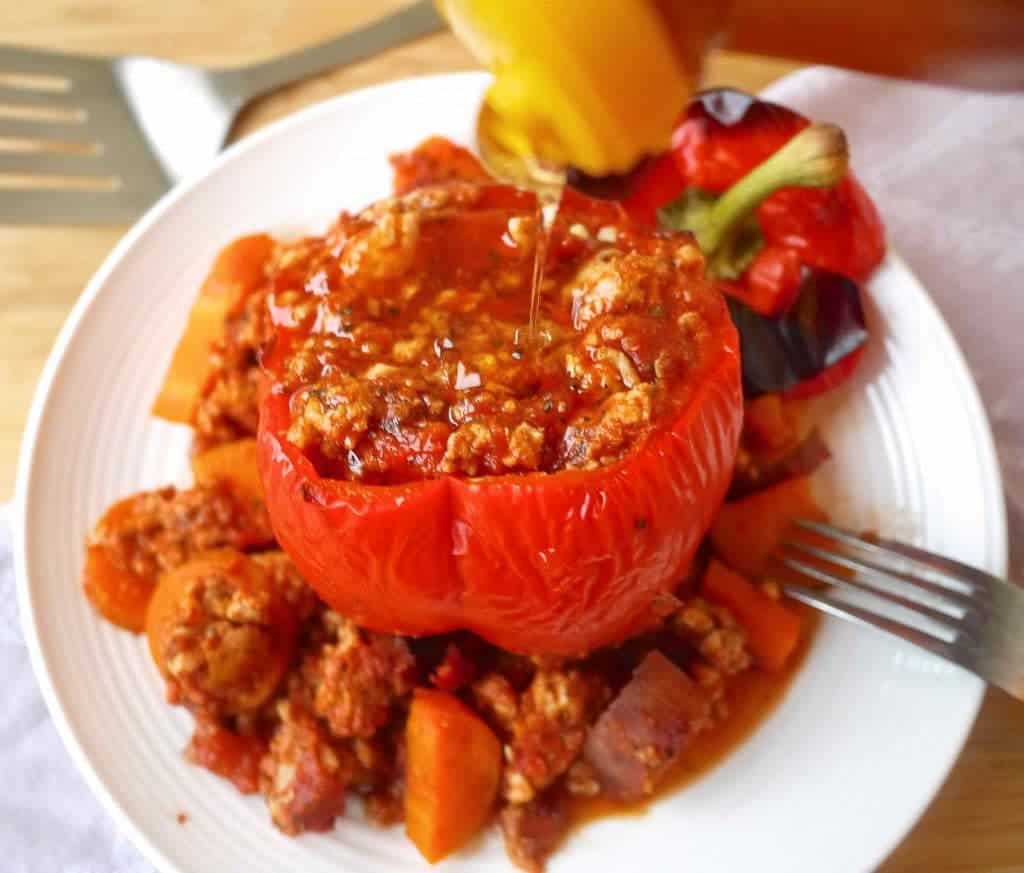 Clean Ground Turkey Roasted Stuffed Peppers-7