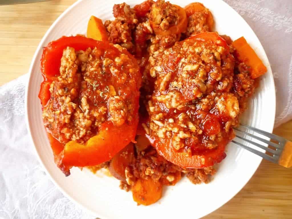 Clean Ground Turkey Roasted Stuffed Peppers-8