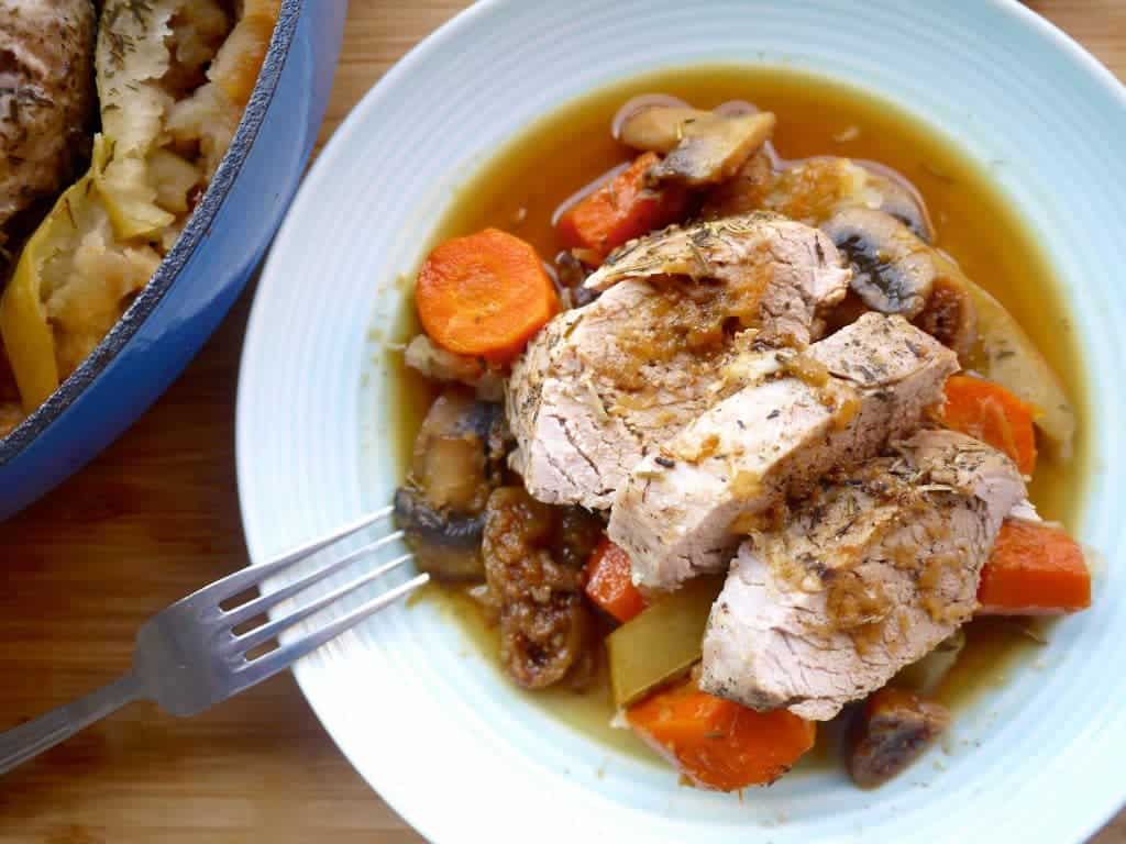 Roasted Pork Tenderloin with Figs, Apples, and Carrots (paleo, GF) | Perchance to Cook, www.perchancetocook.com