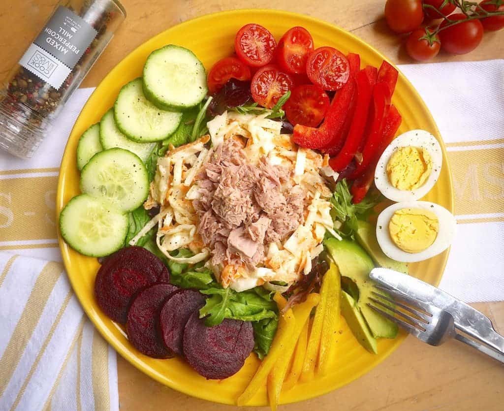 Fresh Tuna Coleslaw Protein Salad (paleo, GF) | Perchance to Cook, www.perchancetocook.com