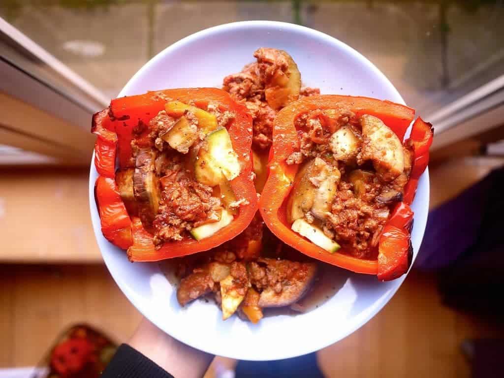 Ratatouille Meat Sauce Stuffed Peppers (paleo, GF)| Perchance to Cook, www.perchancetocook.com