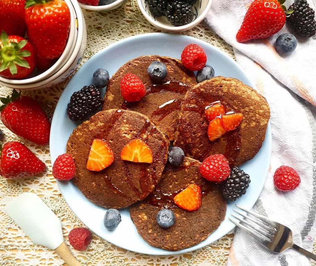 Treat your taste buds and your body to these Chocolatey Cocoa Paleo Pancakes (GF) | Perchance to Cook, www.perchancetocook.com