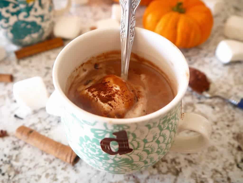 This Paleo Pumpkin Hot Chocolate will keep your body warm and your dessert cravings at bay this Fall |Perchance to Cook, www.perchancetocook.com