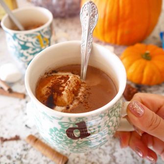 This Paleo Pumpkin Hot Chocolate will keep your body warm and your dessert cravings at bay this Fall |Perchance to Cook, www.perchancetocook.com