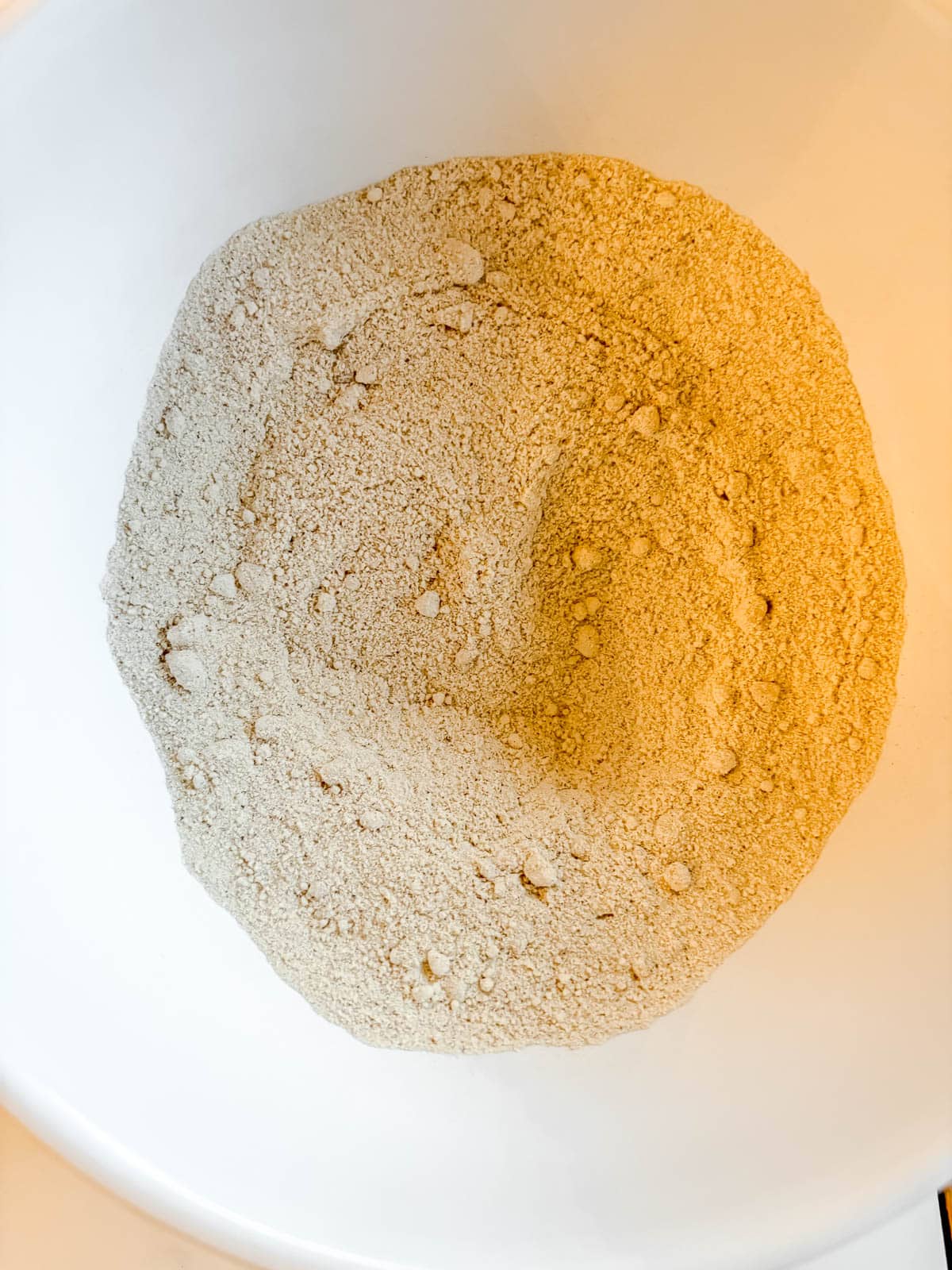 Dry ingredients in chestnut flour coffee cake.