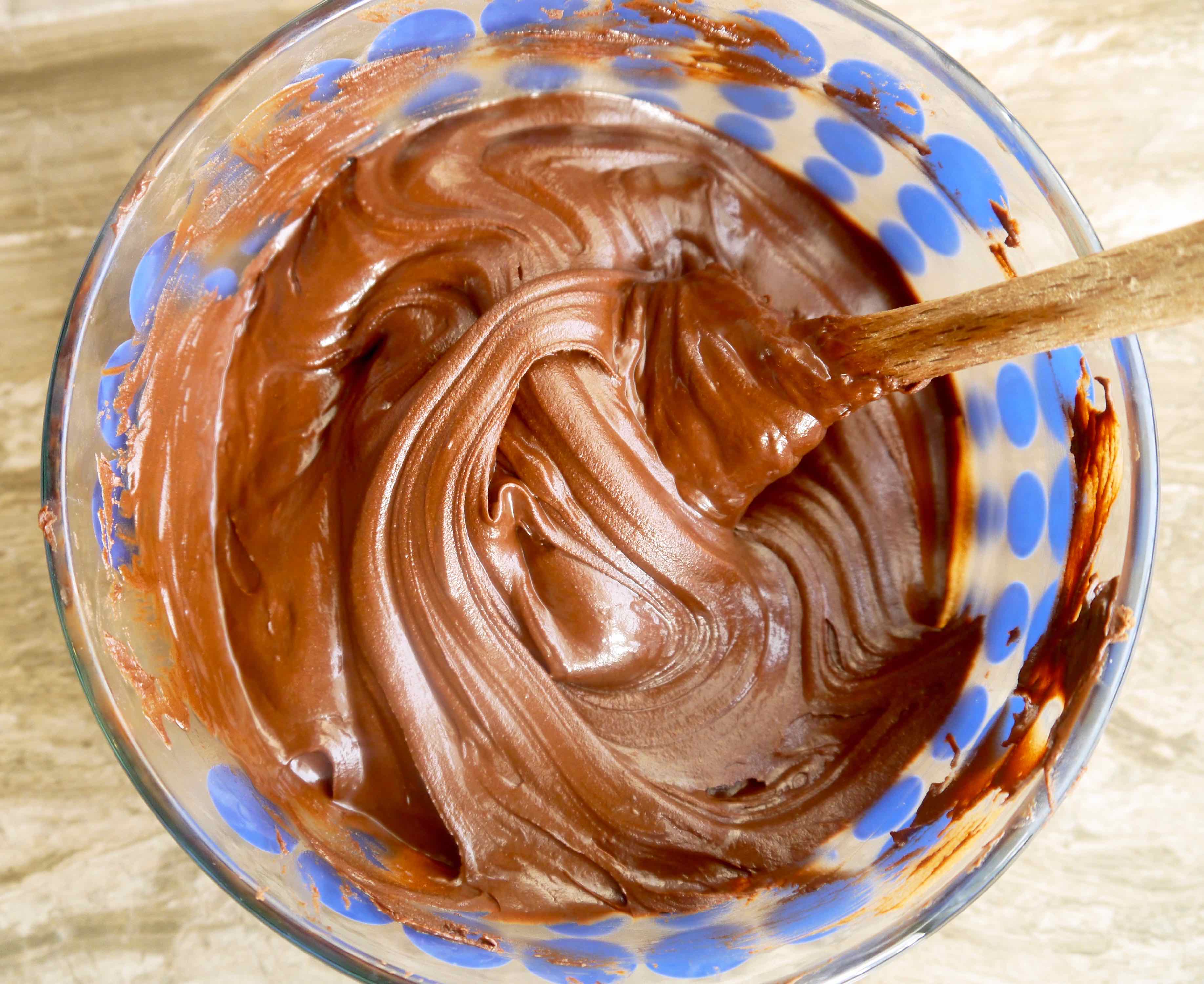 Melted dairy-free chocolate in a bowl.