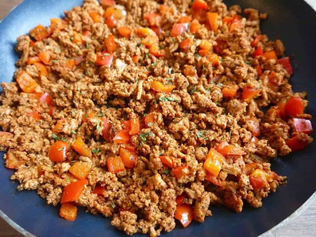 Magic taco meat cooked in pan.