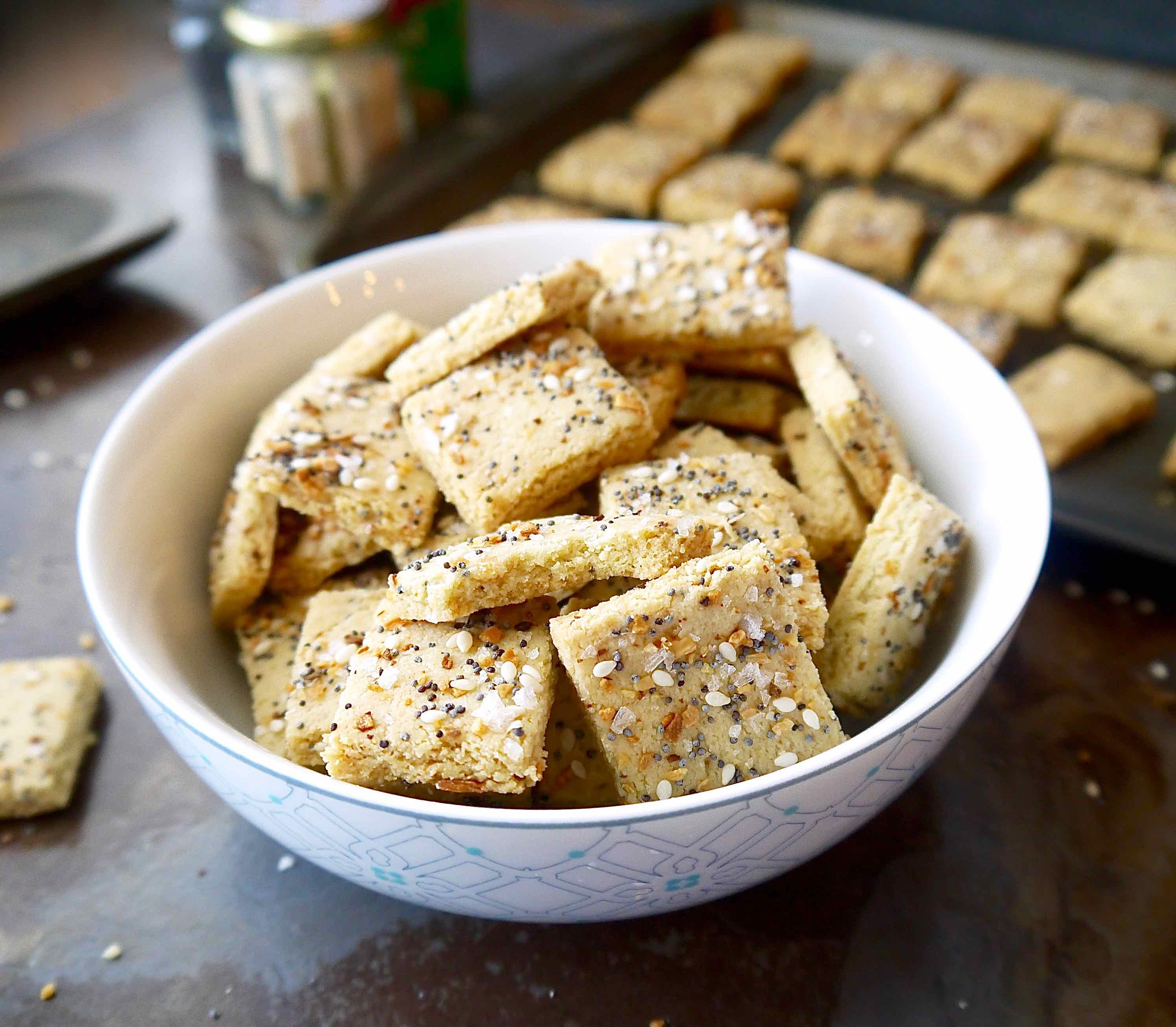 Whole30 crackers in a bowl.