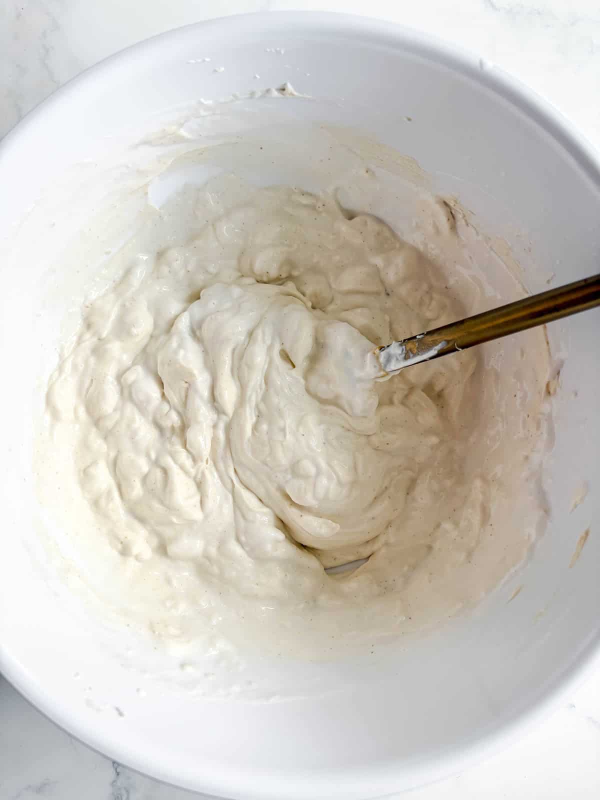 Coconut cream mixed into the mascarpone cheese mixture.