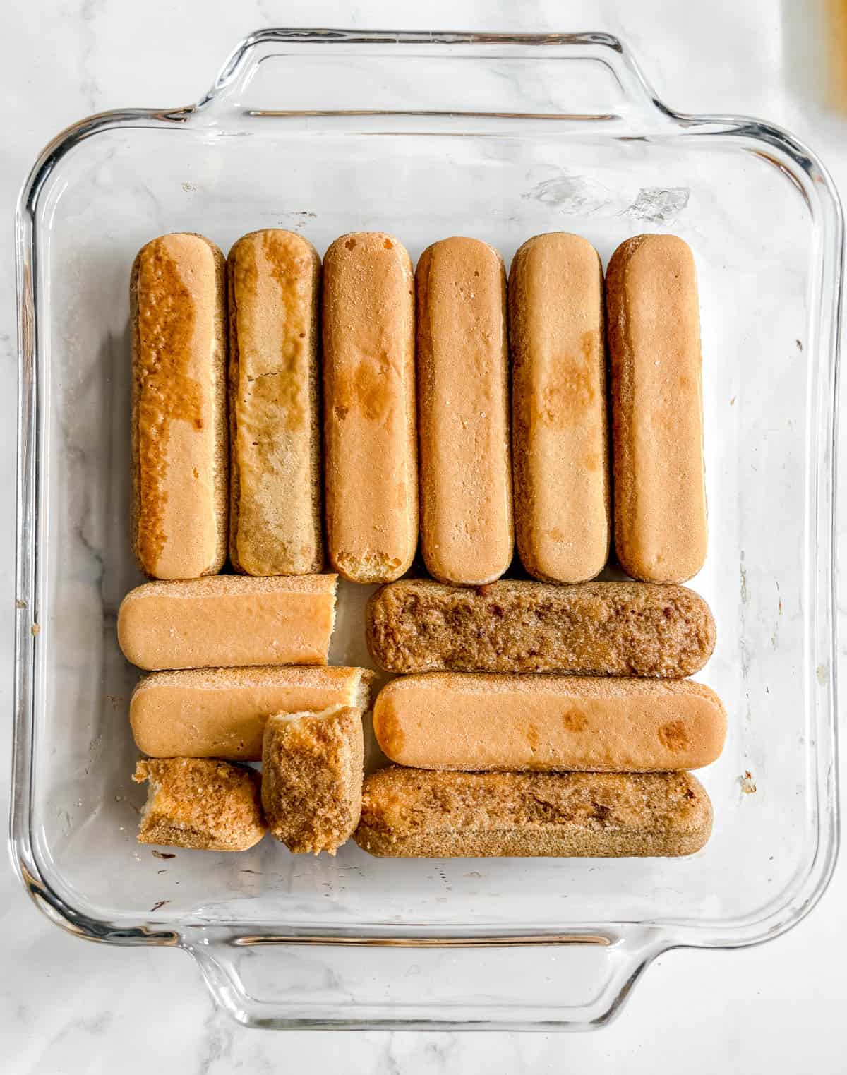 Layer of soaked lady fingers.