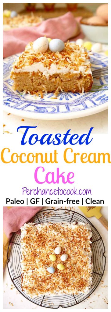 Toasted Coconut Cream Cake (Paleo, GF) | Perchance to Cook, www.perchancetocook.com