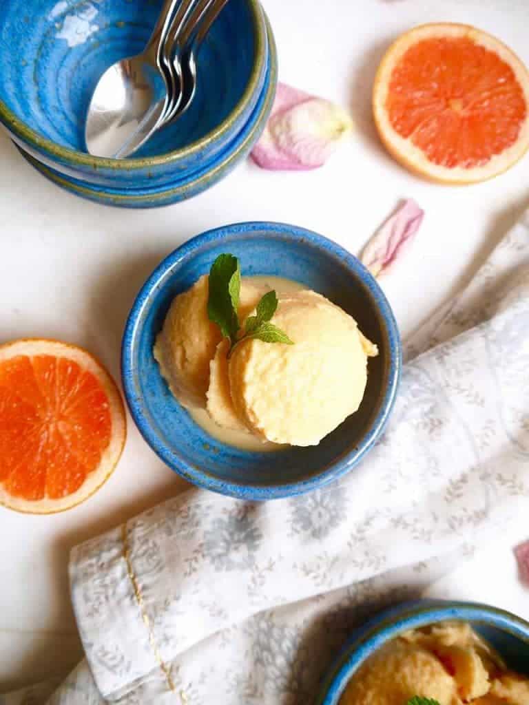 Creamy Paleo Grapefruit Sorbet (GF) | Perchance to Cook, www.perchancetocook.com