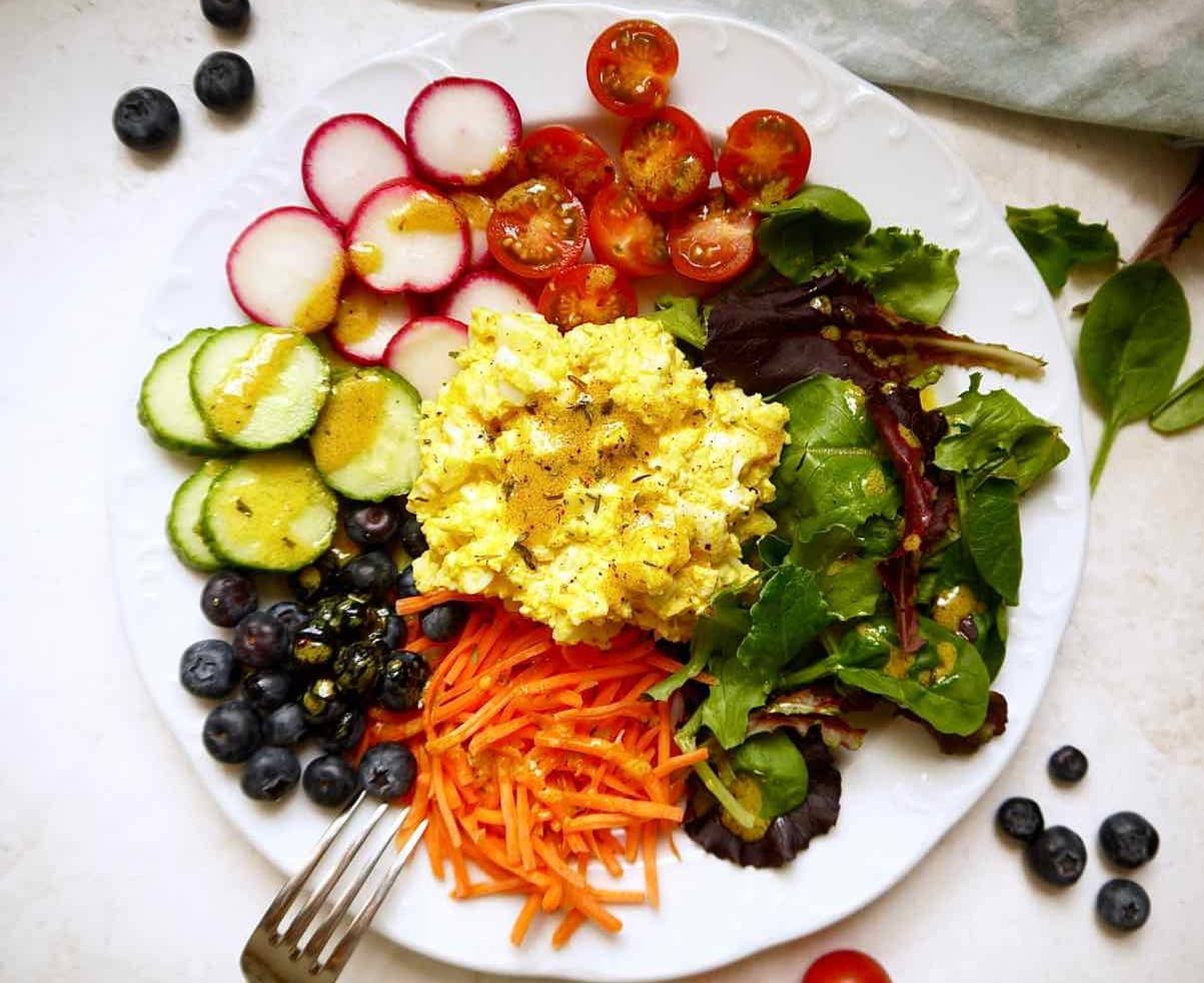 Fresh Garden Egg Salad with Turmeric Dijon Dressing {Paleo, Whole30} | Perchance to Cook, www.perchancetocook.com