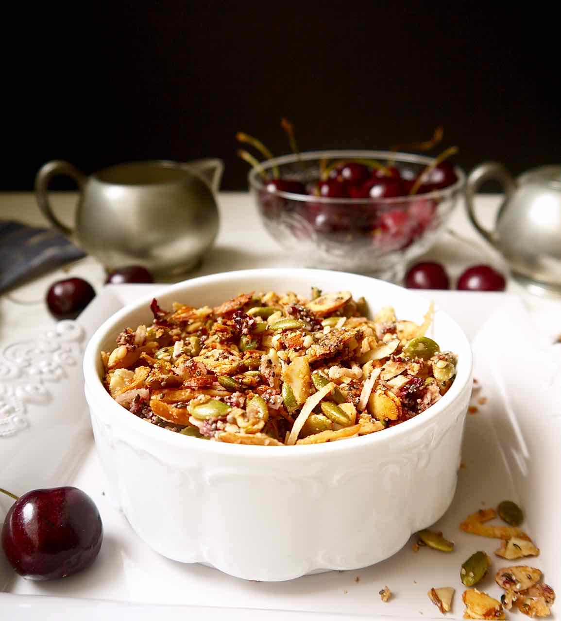 Fresh Cherry Grain-free Granola {Paleo, GF} | Perchance to Cook, www.perchancetocook.com