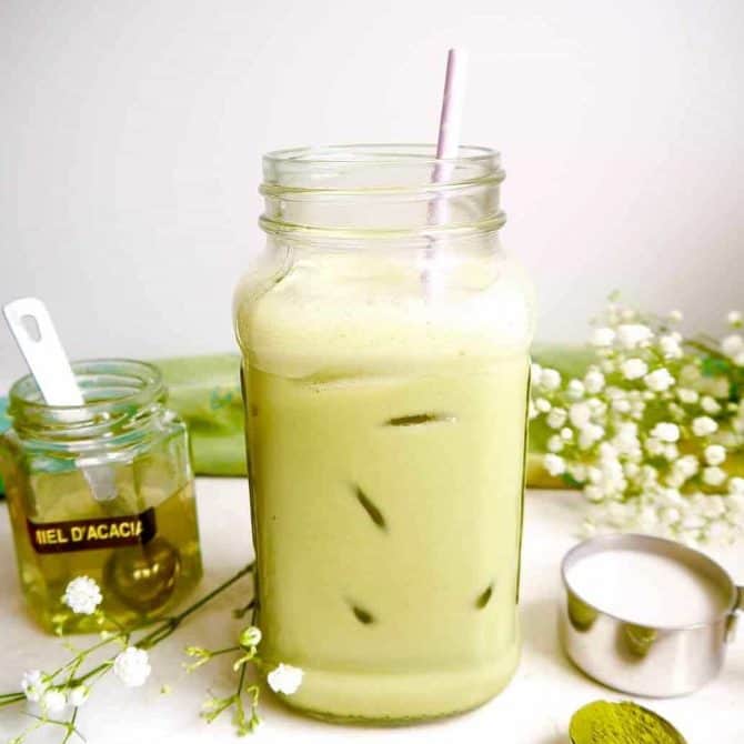 Iced Almond Milk Matcha Latte (Dairy free) Perchance to Cook