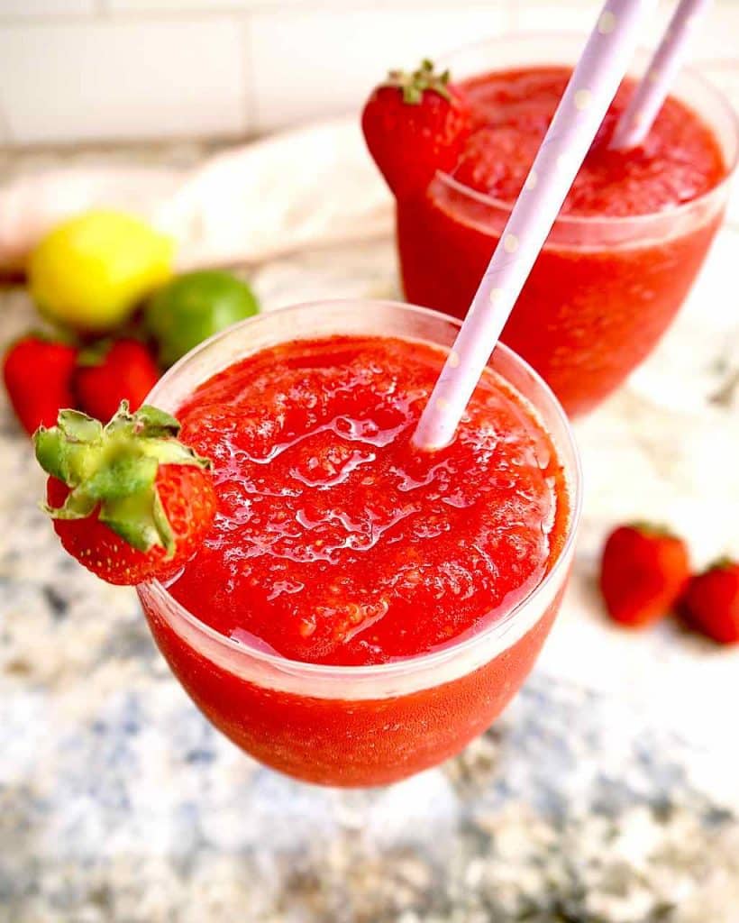 Healthy Homemade Strawberry Daiquiris | Perchance to Cook, www.perchancetocook.com
