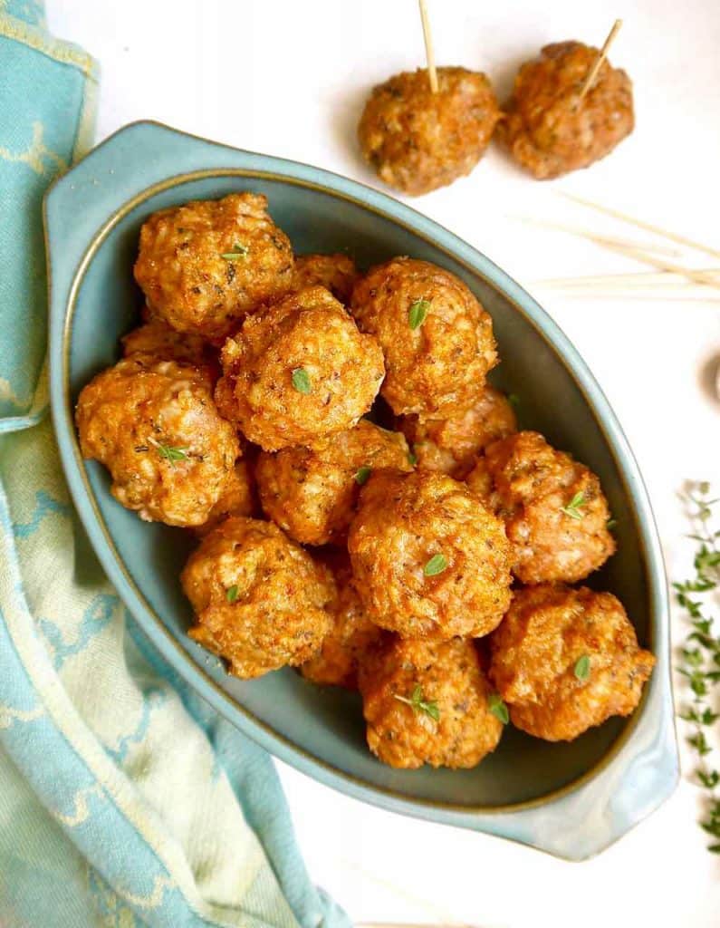 Paleo Chicken & Turkey Basil Meatballs {Whole30}| Perchance to Cook, www.perchancetocook.com