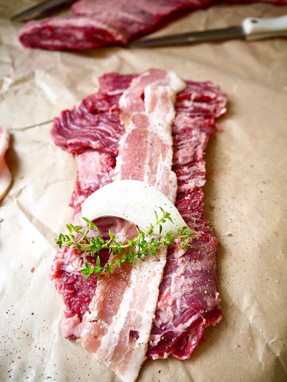 Beef Roulade with Bacon, Onion, and Thyme {Whole30, Paleo} | Perchance to Cook, www.perchancetocook.com