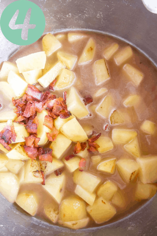 Bone broth and bacon added to the potatoes.