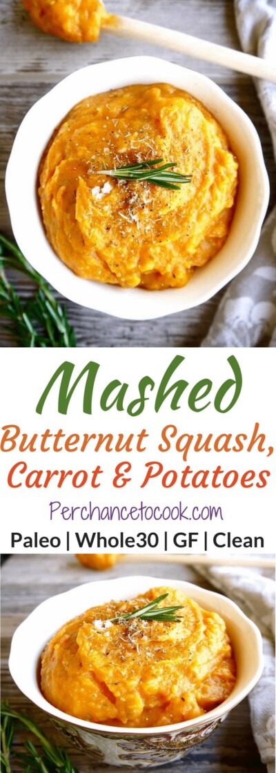 Mashed Butternut Squash, Carrot, and Potatoes (Paleo, Whole30) | Perchance to Cook, www.perchancetocook.com