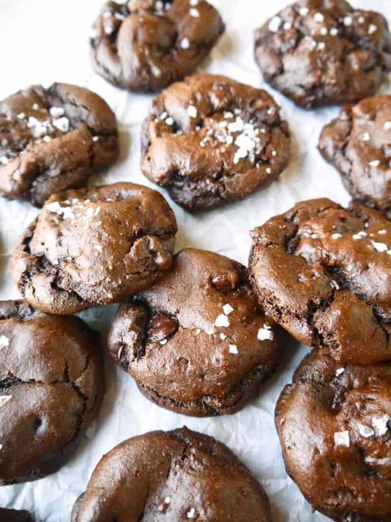 Chocolate Chocolate Chip Sea Salt Cookies (Paleo, GF) | Perchance to Cook, www.perchancetocook.com
