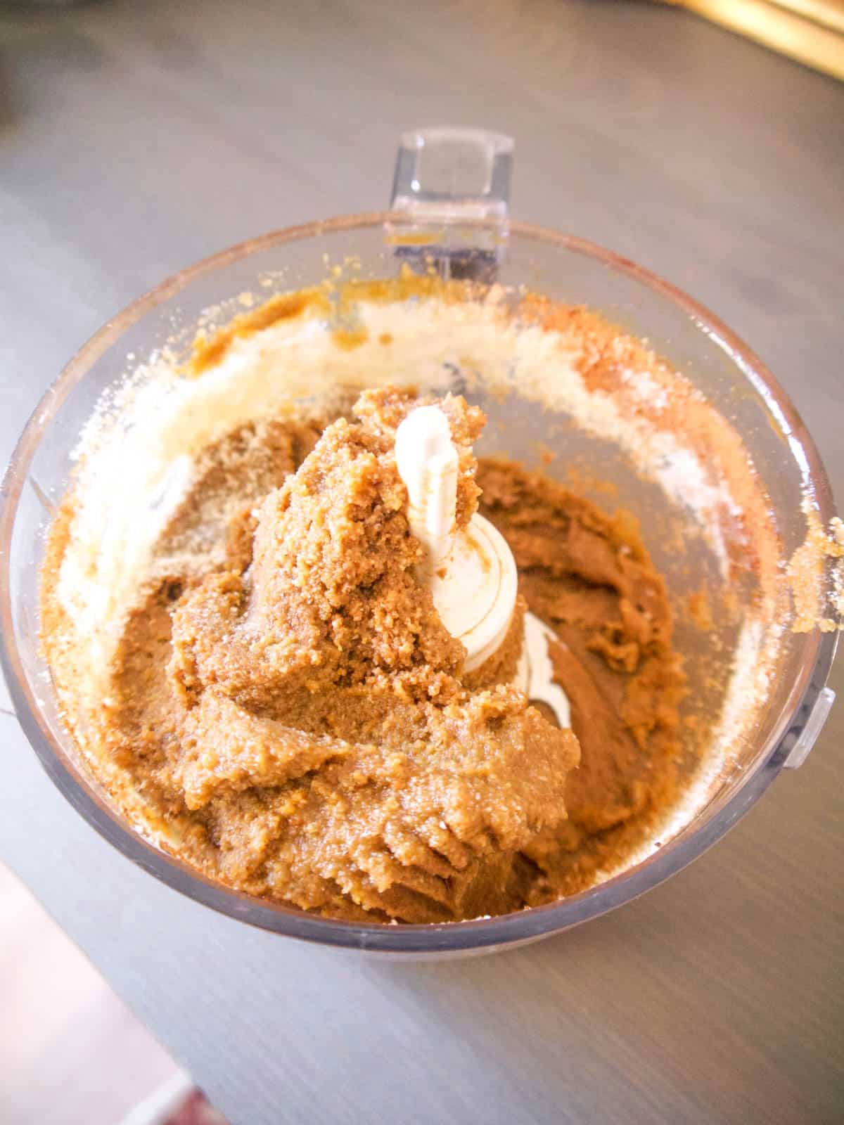 Ingredients in food processor mixed until a dough forms.