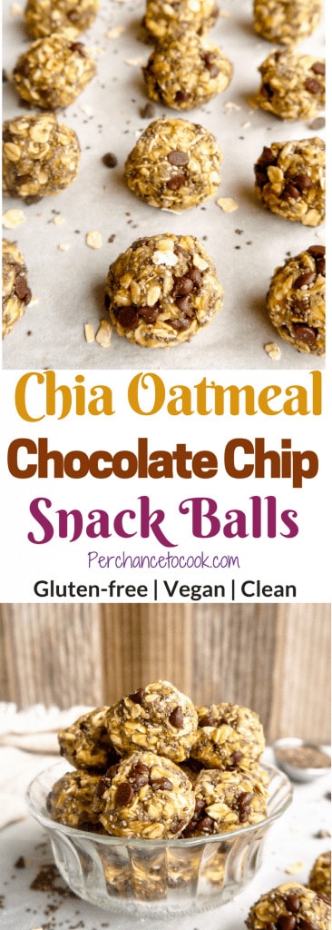 Chia Oatmeal Chocolate Chip Snack Balls (GF, Vegan) | Perchance to Cook, www.perchancetocook.com