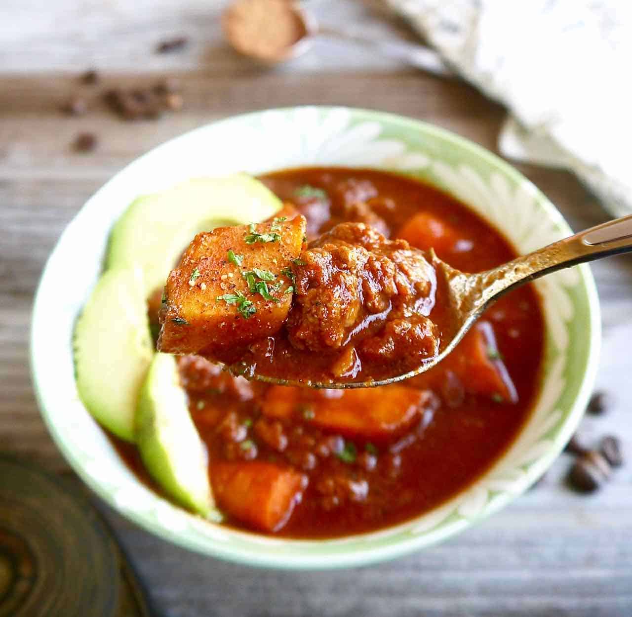 Smokey Coffee and Cocoa Chili in a spoon.