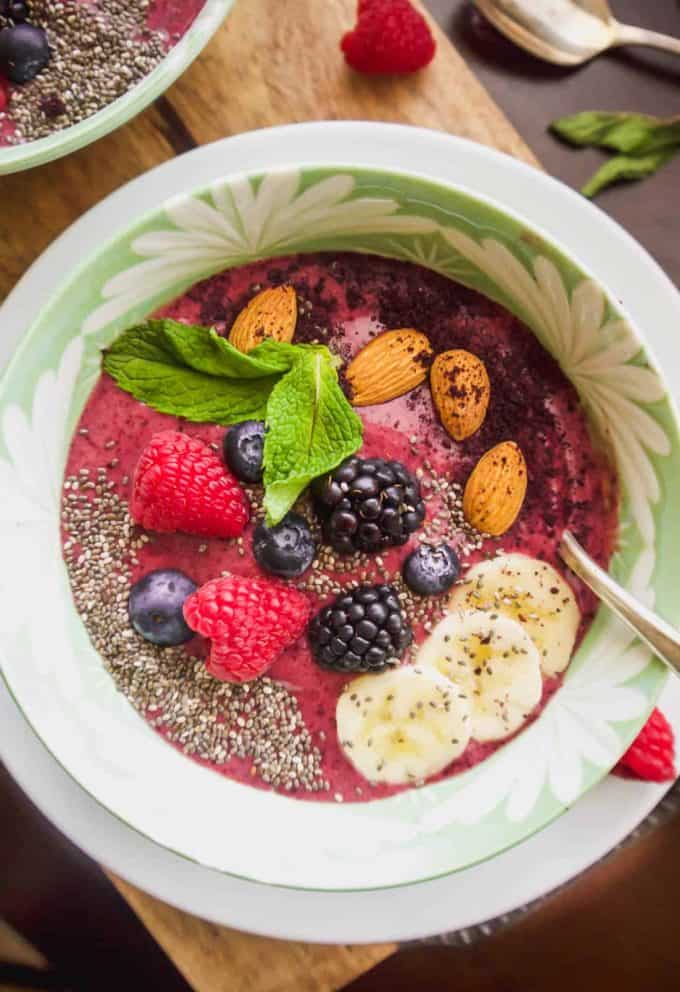 Banana Berry Acai Bowls (Paleo, GF)