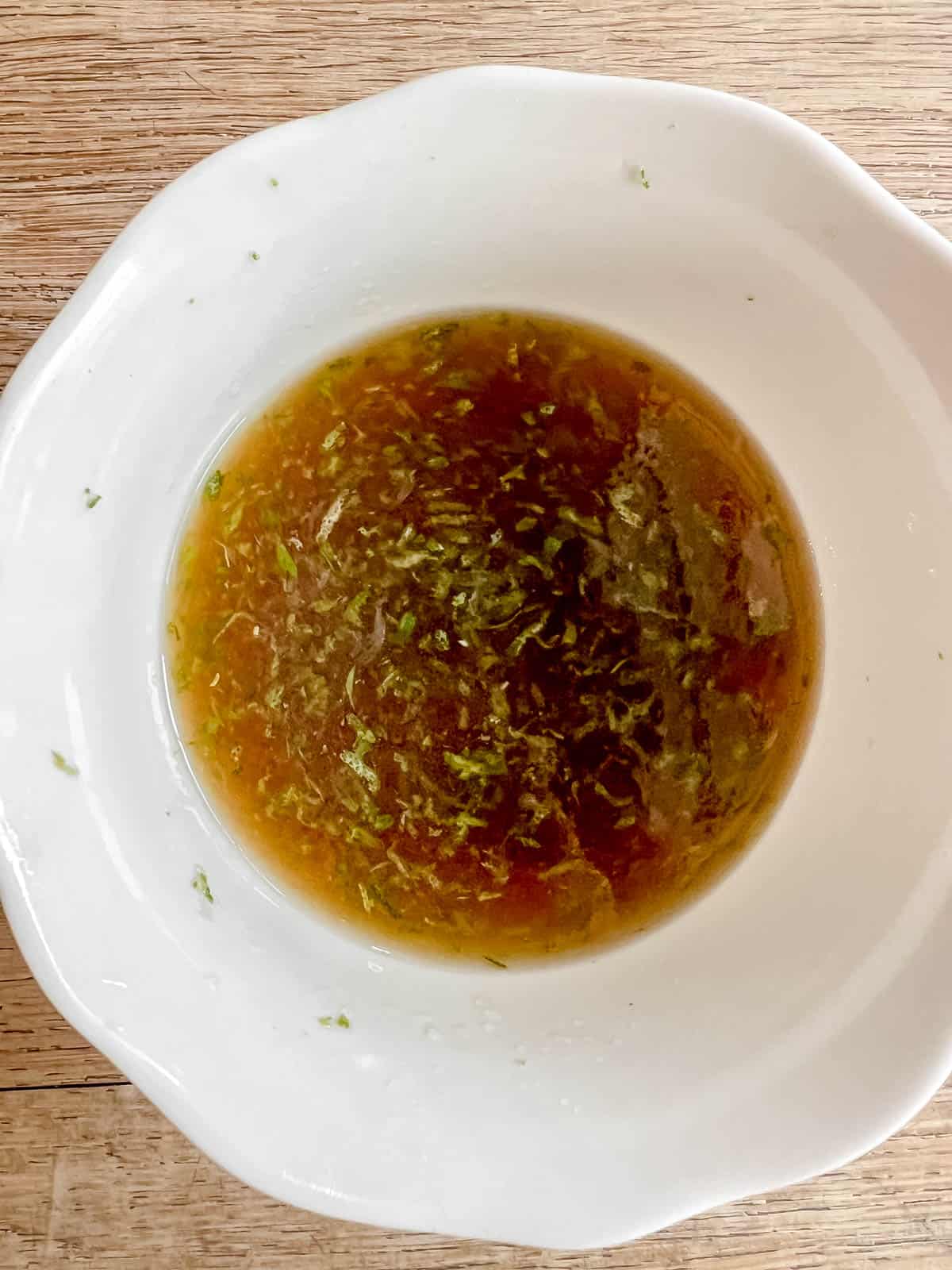 Maple lime sauce in a bowl.