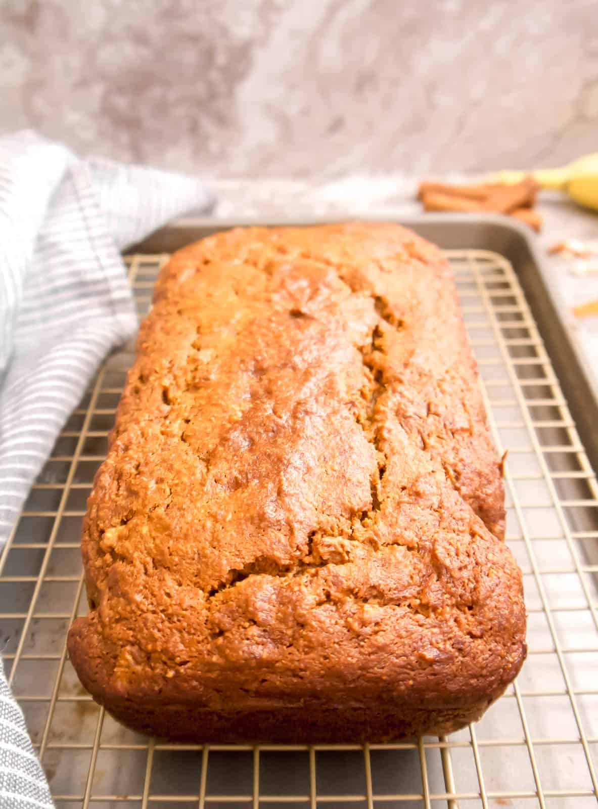Paleo Carrot Cake Banana Bread freshly baked and out of the oven.