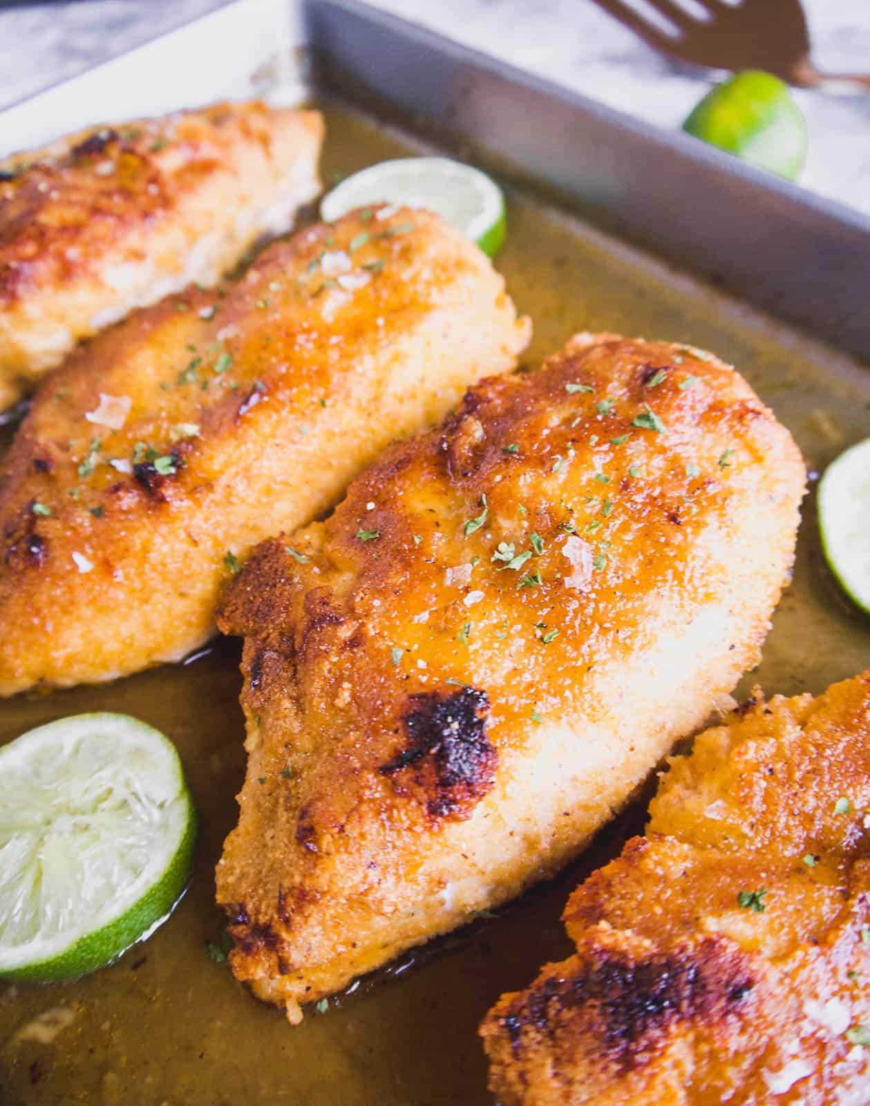Maple lime chicken fresh out of the oven.
