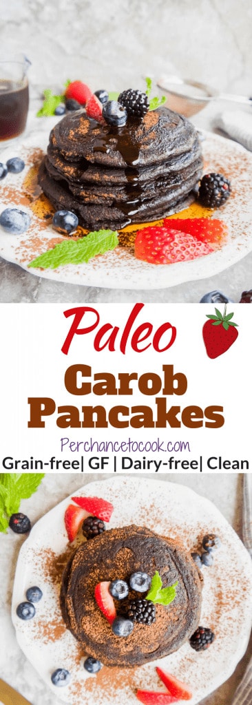 Paleo Carob Pancakes (GF) | Perchance to Cook, www.perchancetocook.com