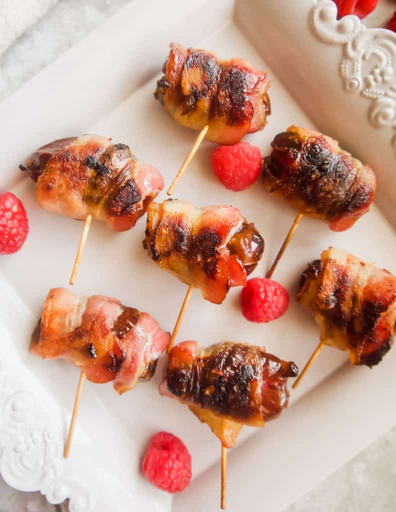 Bacon Wrapped Raspberry Stuffed Dates ( Paleo, Whole30) | Perchance to Cook, www.perchancetocook.com