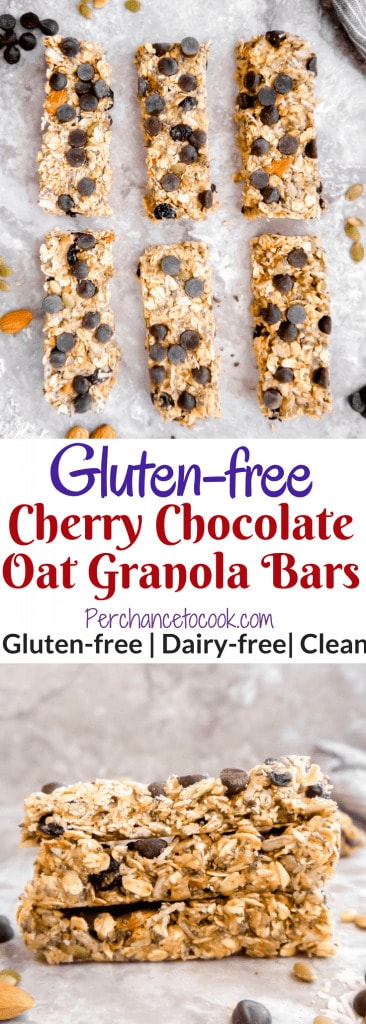 Gluten-free Cherry Chocolate Oat Granola Bars | Perchance to Cook, www.perchancetocook.com