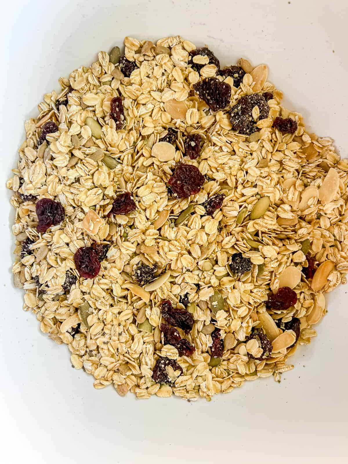 Dry ingredients in a large bowl.