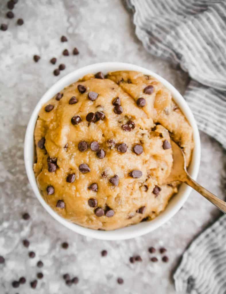 Eggless Chocolate Chip Cookie Dough in a bowl.