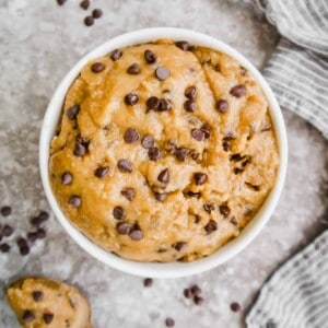 Gluten free edible cookie dough in a bowl.